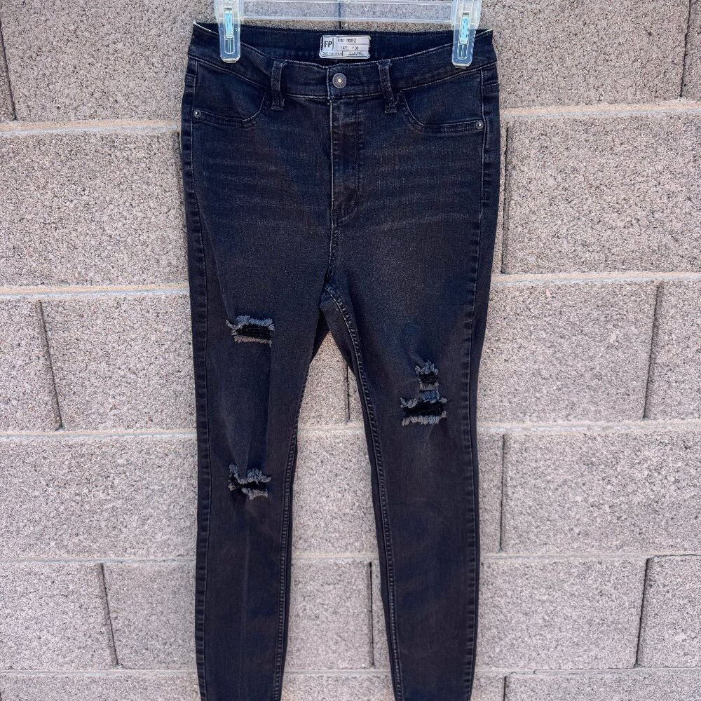 Free People Faded Black Distressed Jeans